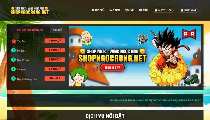 Shop ngọc rồng online
