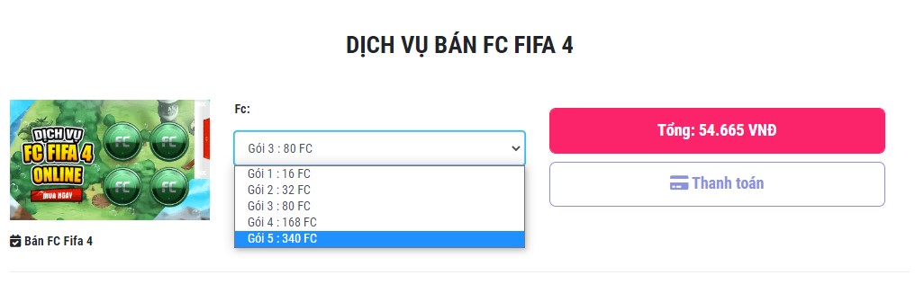 Thanh toán nạp FC FIFA 4