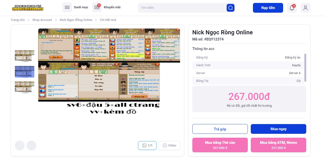 Chọn Nick Nro Online