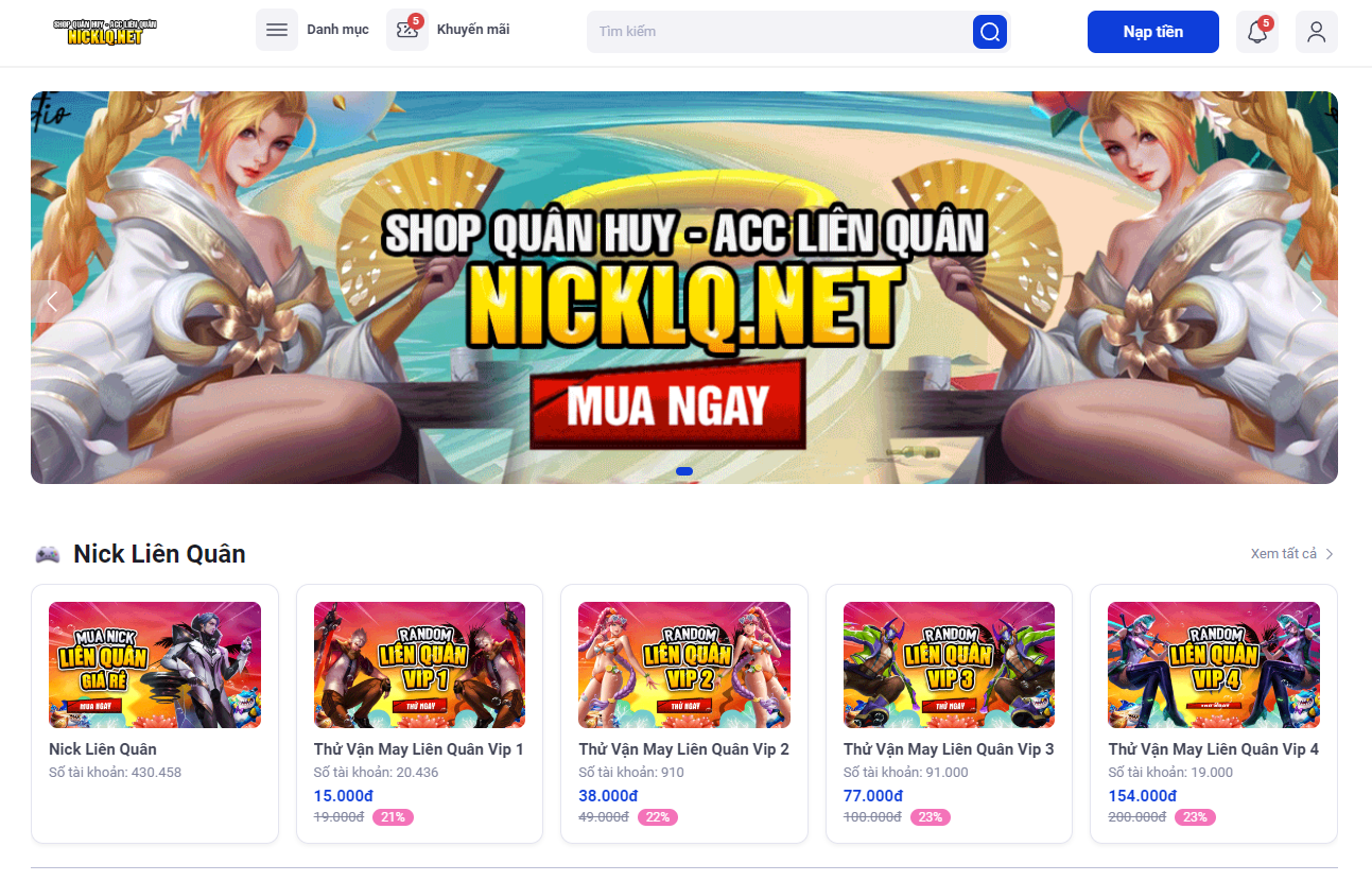 shop acc liên quân - nicklq.net