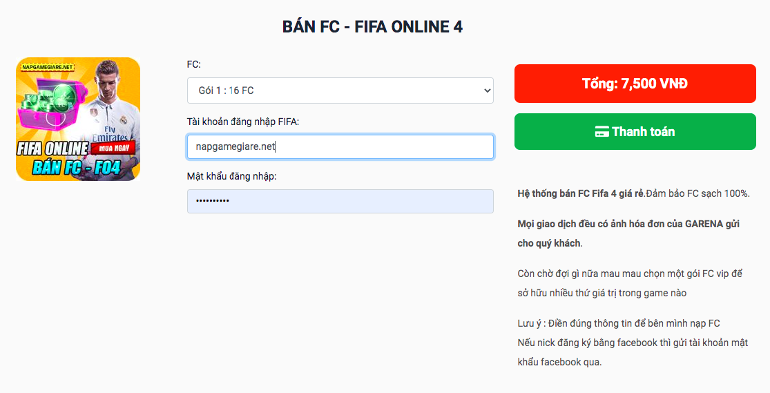 nạp FC Fifa online